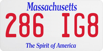 MA license plate 286IG8