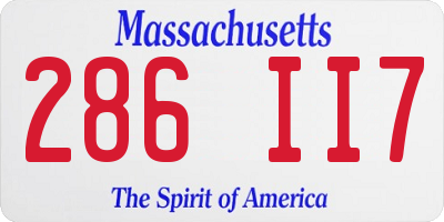 MA license plate 286II7