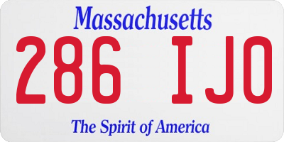 MA license plate 286IJ0