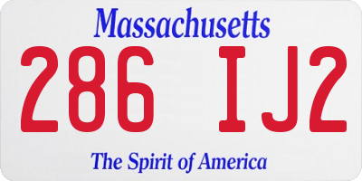 MA license plate 286IJ2