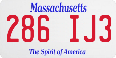 MA license plate 286IJ3