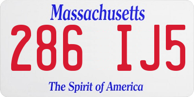 MA license plate 286IJ5