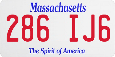 MA license plate 286IJ6