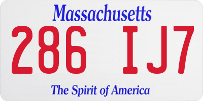 MA license plate 286IJ7