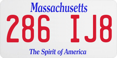 MA license plate 286IJ8