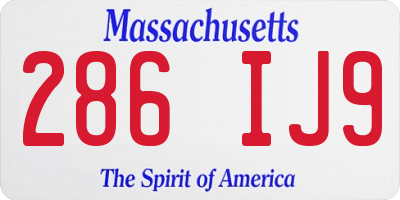 MA license plate 286IJ9