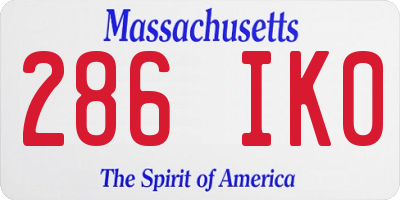 MA license plate 286IK0