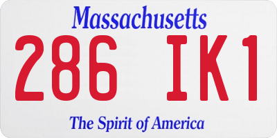 MA license plate 286IK1