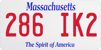 MA license plate 286IK2