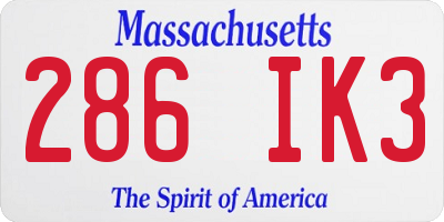 MA license plate 286IK3