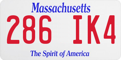 MA license plate 286IK4