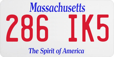 MA license plate 286IK5
