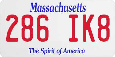 MA license plate 286IK8