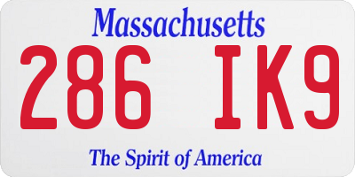 MA license plate 286IK9