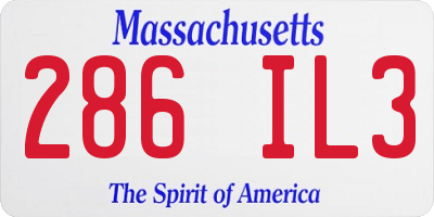 MA license plate 286IL3