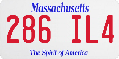 MA license plate 286IL4