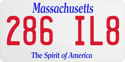 MA license plate 286IL8