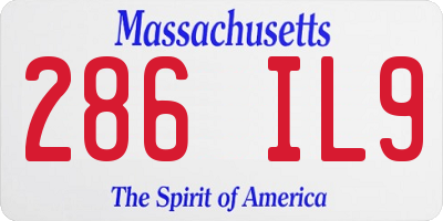 MA license plate 286IL9