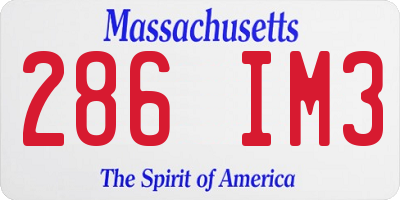 MA license plate 286IM3