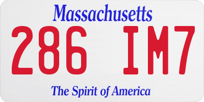 MA license plate 286IM7