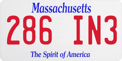 MA license plate 286IN3