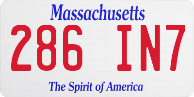 MA license plate 286IN7