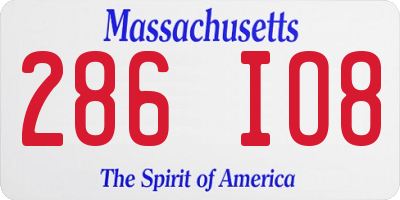 MA license plate 286IO8