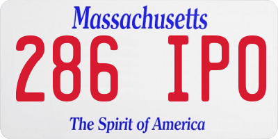 MA license plate 286IP0