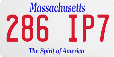 MA license plate 286IP7