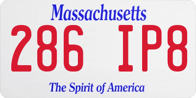 MA license plate 286IP8