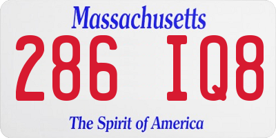 MA license plate 286IQ8