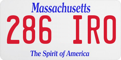MA license plate 286IR0