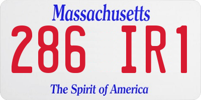 MA license plate 286IR1
