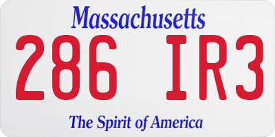 MA license plate 286IR3