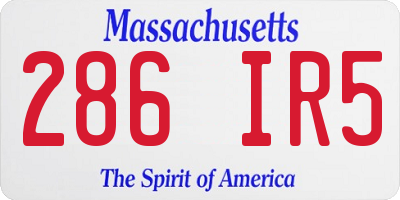 MA license plate 286IR5