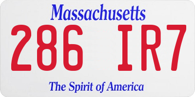 MA license plate 286IR7