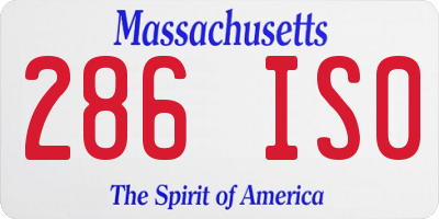 MA license plate 286IS0