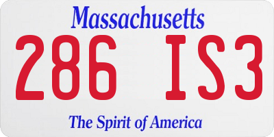 MA license plate 286IS3