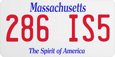MA license plate 286IS5