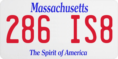 MA license plate 286IS8