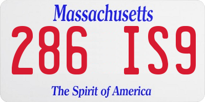 MA license plate 286IS9
