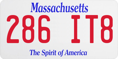 MA license plate 286IT8