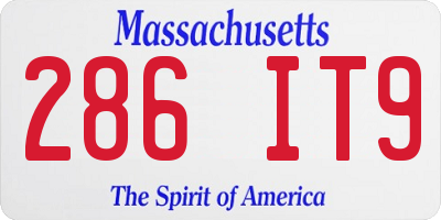 MA license plate 286IT9