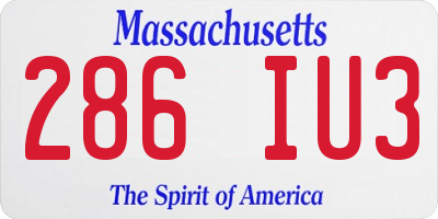 MA license plate 286IU3