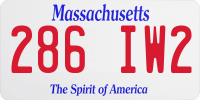 MA license plate 286IW2