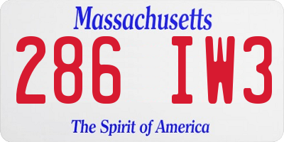 MA license plate 286IW3
