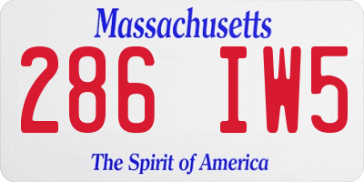 MA license plate 286IW5