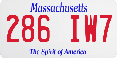 MA license plate 286IW7