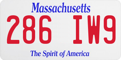 MA license plate 286IW9