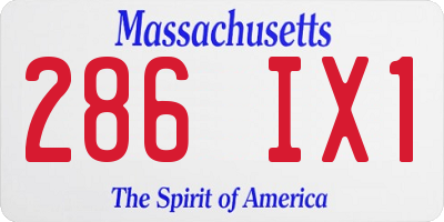 MA license plate 286IX1